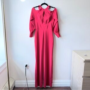 Issue New York Fuchsia Long Sleeve Cutout Maxi Dress